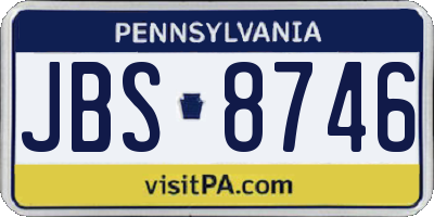 PA license plate JBS8746