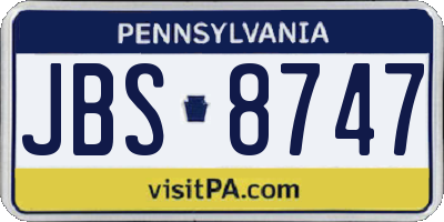PA license plate JBS8747