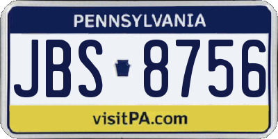 PA license plate JBS8756