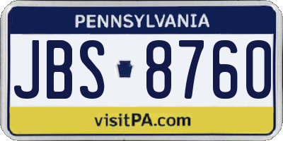 PA license plate JBS8760