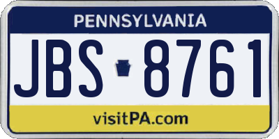PA license plate JBS8761
