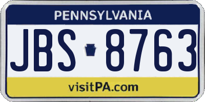 PA license plate JBS8763