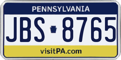 PA license plate JBS8765