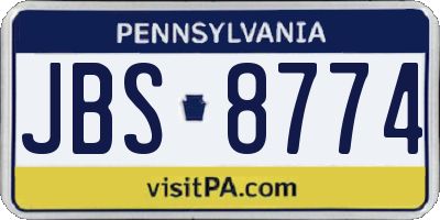 PA license plate JBS8774
