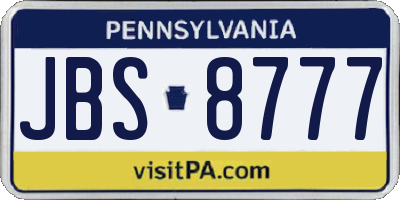 PA license plate JBS8777