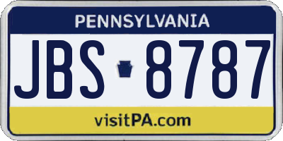 PA license plate JBS8787