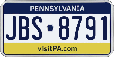PA license plate JBS8791