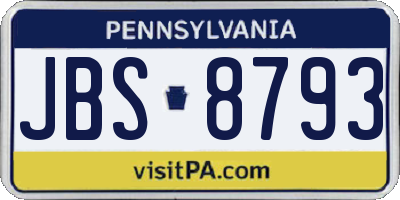 PA license plate JBS8793