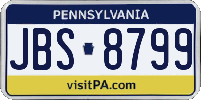 PA license plate JBS8799