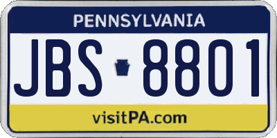 PA license plate JBS8801