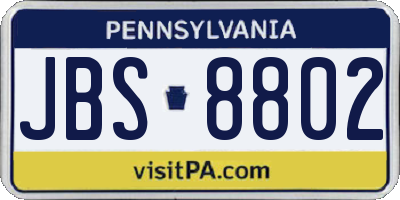 PA license plate JBS8802