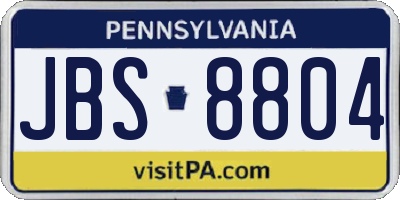 PA license plate JBS8804