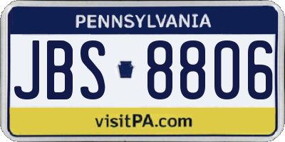 PA license plate JBS8806