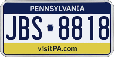 PA license plate JBS8818