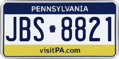 PA license plate JBS8821