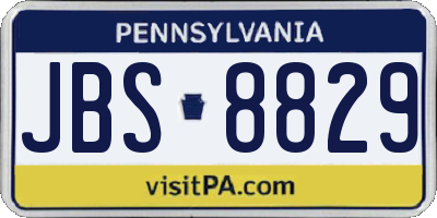 PA license plate JBS8829
