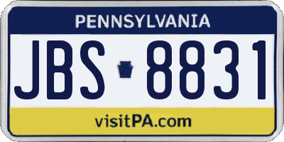 PA license plate JBS8831