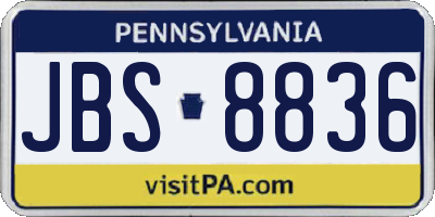 PA license plate JBS8836