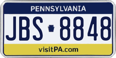 PA license plate JBS8848