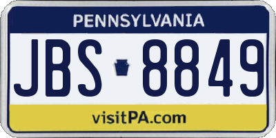 PA license plate JBS8849