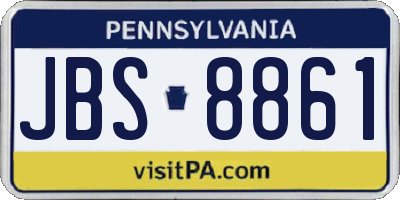 PA license plate JBS8861