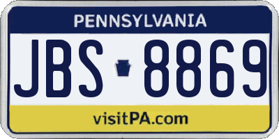 PA license plate JBS8869