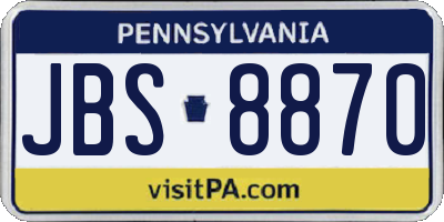 PA license plate JBS8870