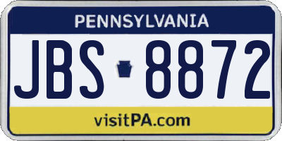 PA license plate JBS8872