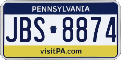 PA license plate JBS8874