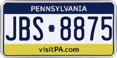 PA license plate JBS8875