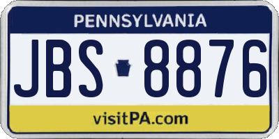 PA license plate JBS8876