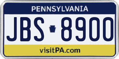 PA license plate JBS8900