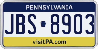 PA license plate JBS8903
