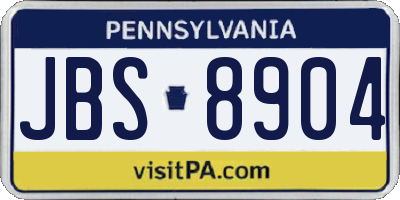 PA license plate JBS8904