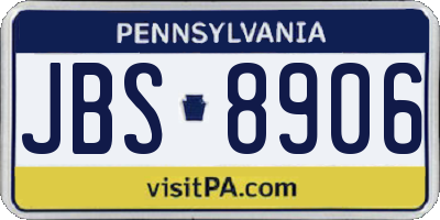 PA license plate JBS8906