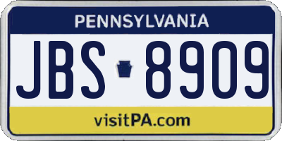 PA license plate JBS8909