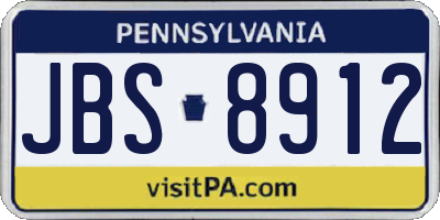 PA license plate JBS8912
