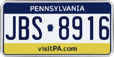 PA license plate JBS8916