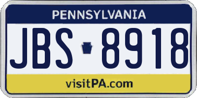 PA license plate JBS8918