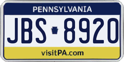 PA license plate JBS8920