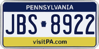 PA license plate JBS8922