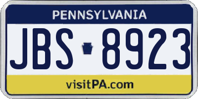 PA license plate JBS8923
