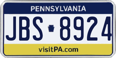 PA license plate JBS8924