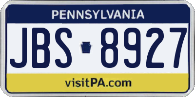 PA license plate JBS8927