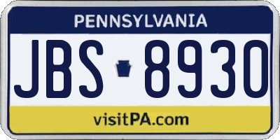 PA license plate JBS8930