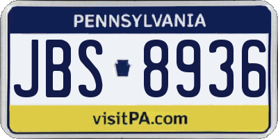 PA license plate JBS8936