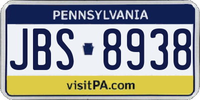 PA license plate JBS8938
