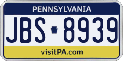 PA license plate JBS8939