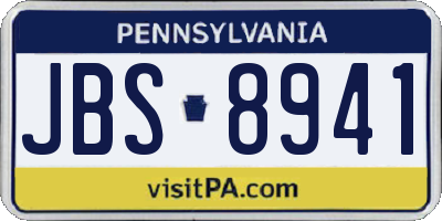 PA license plate JBS8941