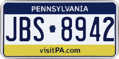 PA license plate JBS8942